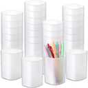 30 Pack Pen Holder Pen Cups for Desk Organizers and Storage Stationery Plastic Matte Pencil Holder Cups Ins Style Transparent for Office School Supplies (White)