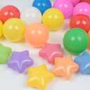 Eco-Friendly Colorful Ball Love Five-pointed Star Ball Pit Balls 2.36Inch Soft Plastic Ball Baby Pool Water Toys , Kiddie Pool, Party Decoration Children's Educational Toys(Rainbow Color) 50 Balls
