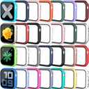 Tiorecime 28 Pack Case for Apple Watch Series SE 3/SE 2/SE/6/5/4 44mm with Tempered Glass Screen Protector, Shockproof Hard PC Protective Cover, All-around Bumper Compatible with iWatch 44mm