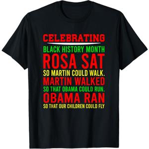 Celebrating Black History Month, Inspirational Power Leaders T-Shirt, Large