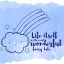 Children The Most Wonderful Fairytale Adventurous Quote Wall Decal Decoration Life Itself Cute Happy Smiling Cloud Beautiful Little Stars Lasts Years and Easily Removable - Size: 30 in(W) x 24 in(H)