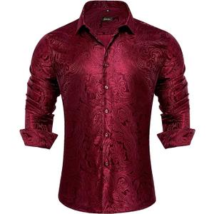 Men's Dress Shirt Long Sleeve Casual Button Down Shirts Regular Fit Inner Contrast Shirt for Business Party, S