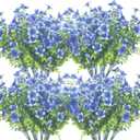 Grunyia 10 Bundles Artificial Flowers Outdoor UV Resistant Fake Flowers No Fade Faux Plants Garden Porch Window Box Decorating (Blue)