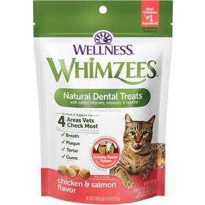 3 x Wellness WHIMZEES Cat Dental Treats, Freshens Breath, Chicken and Salmon Flavor, 4.5 oz Bag (EXP 05/31/28)