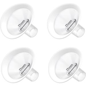 3 pc 17mm Oval Flanges Shields Built-in Soft Edges Compatible with Medela/Lansionh Pumps, Replacement Parts for Pump in Style, Symphony, Swing Maxi, Harmony and Personalfit Flex Connector
