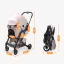 Upgraded Small/Medium Pet Stroller - Dogs & Cats up to 66 lbs, Folds for Storage and Features a Safety Foot Brake, 3-in-1 Foldable Portable Travel Carrier for 2 Small to Medium Pets (Beige)