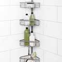 Newstyle Home Satin Nickel Metal Tension Pole Shower Caddy with 4 Basket Shelves