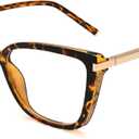 Dollger Cat Eye Blue Light Glasses for Woman Trendy Anti Bluelight Blocking Cute TR90 Frame for Computer Screen Eyeglasses (C2:leopard Frame)