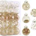 60MM/2.36" Christmas Ornaments Set, 30pcs Clear Christmas Ornaments Champagne Shatterproof Decorative Baubles for Xmas Tree Decorations Christmas Ornament Balls for Holiday Party Indoor Outdoor Decor