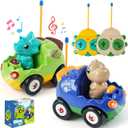 2-Pack Remote Control Dinosaur Cars for Kids  Best Birthday Gifts for Boys Ages 2 3 4 5 Year Old, Electric RC Dino Car Toys for Toddlers 18+ Months with Lights and Music