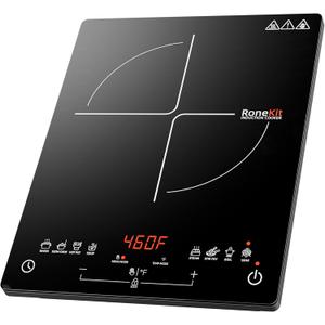 Induction Cooktop 1800W Portable Electric Stove Countertop, 8 Preset Functions & Temp Settings, 2 Cooking Modes, Timer, Child Lock for Tiny Kitchen, Apartment, Camping, RV Countertop Burner