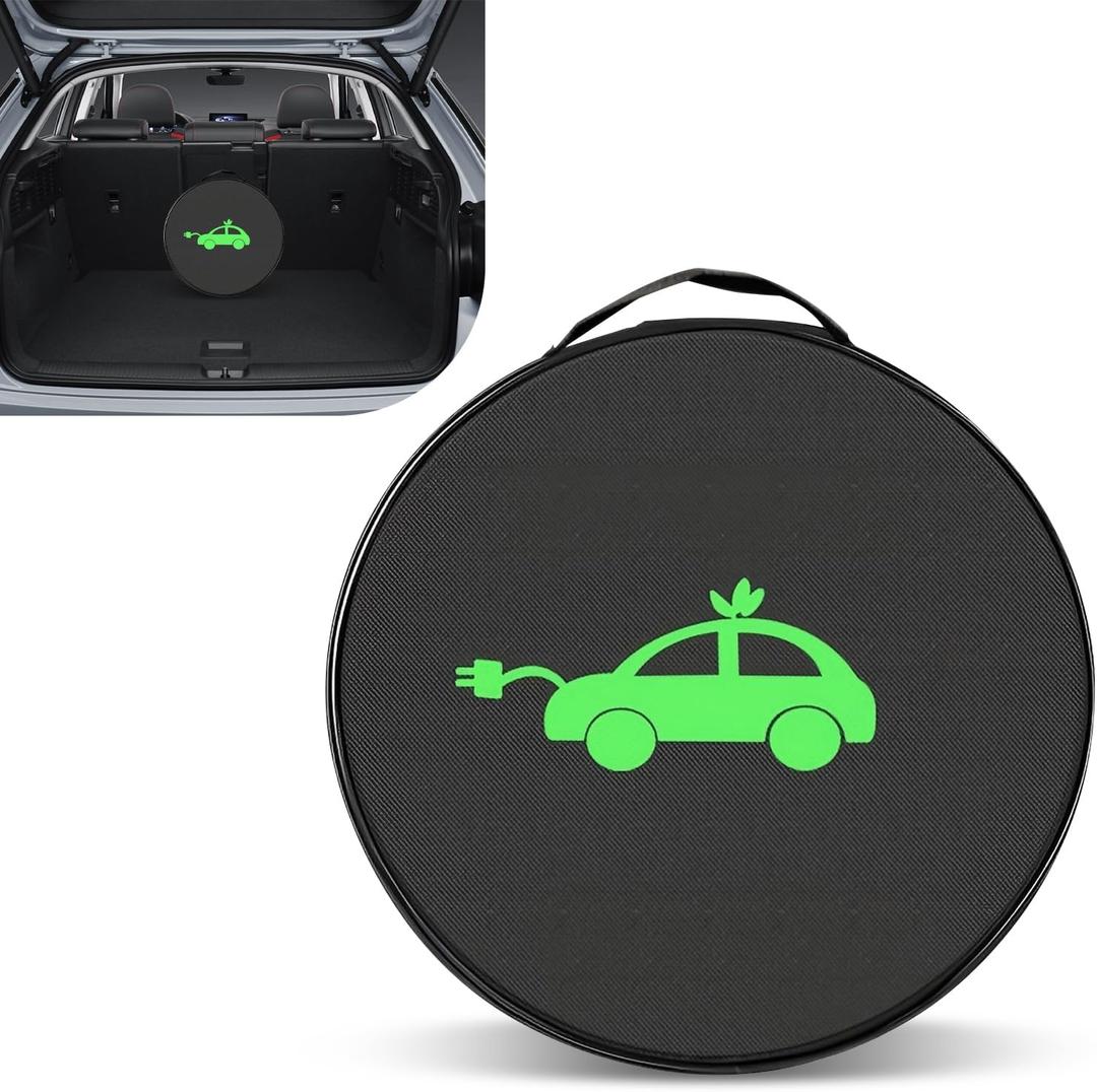 Car Tools Cable Bag, Waterproof Electric Vehicle Charging Cable Organizer Bag, Portable EV Charging Cable Bags, Storage & Organizer for Jumper Cables, Cords, Universal for Cars Trucks (Round) (1 PC# Round, Black)