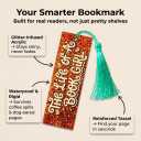 Sparkly Glitter Acrylic Tassel Bookmark - Show-Style Page Marker with Gold & Orange Shimmer, Bookish Accessories for Women Readers - “The Life of a Book Lover”