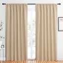 NICETOWN Room Darkening Curtains for Bedroom - Triple Weave Home Decoration Thermal Insulated Solid Drapes for Patio Door (Biscotti Beige, Set of 2 Panels, 62 x 84 Inch)