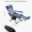 VEVOR 2-in-1 Reclining Camping Chair with Footrest for Adults, 4 Adjustable Positions, Portable Folding Lounger, Lightweight Mesh Beach Chair Supports 220lbs, Heavy Duty Camp Chairs Outdoor, Blue