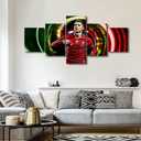 TUMOVO Canvas Wall Art 5 Pieces Cristiano Ronaldo Posters Famous Football Superstar Picture Portuguese Professional Football Player Canvas Decor for Living Room Prints Framed Ready to Hang 50x24 in