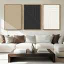 Anyzal Extra Large Black Abstract Framed Wall Art 24x36 Inch Neutral Modern Canvas Wall Decor Boho Minimalist Artwork for Living Room Bedroom Dining Room Set of 3