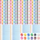 Timgle 560 Pcs Mini Acrylic Paint Set 40 Set 12 Colors Washable Paint Strips Bulk 40 Flat Brushes 40 Pointed Brushes Christmas Party Gift for Art Birthday Party Favors Craft Supplies(2ML)