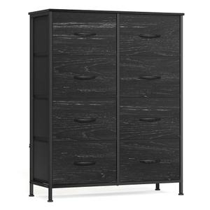 SONGMICS BELLAH Collection - Dresser for Bedroom, Chest of Drawers, Storage Organizer Unit, Closet, Entryway, Steel, 8 Drawers, Modern, Ebony Black ULGS124BE02S