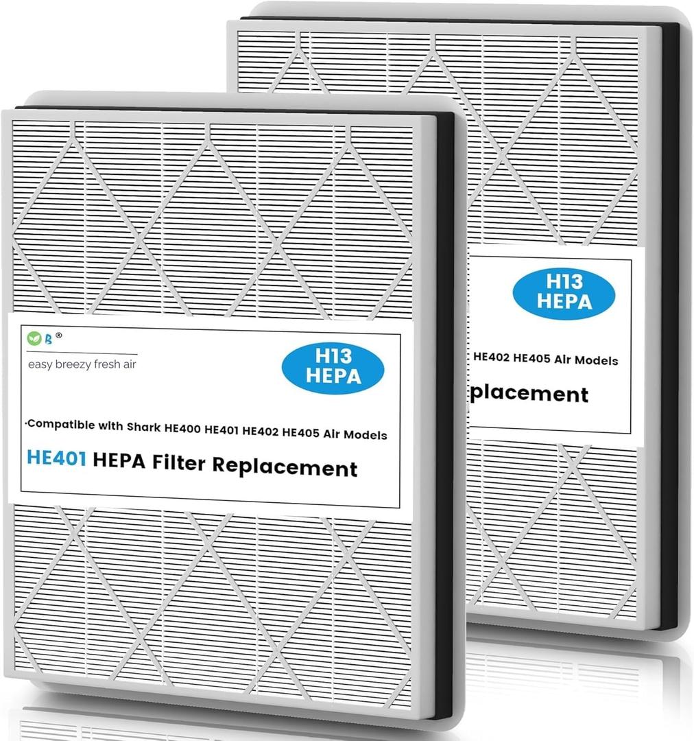 HE401 Replacement Filter for Shark Air Purifier 4, HE401 HE402 HE405 HE400, 3-Stage Filtration System of H13 True HEPA and Activated Carbon Pre-Filter, #HE4FKPET, 2 Pack