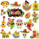 Whaline 16 Pcs Mexican Fiesta Refrigerator Magnets Cinco De Mayo Sombrero Cactus Taco Magnets Holiday Colorful Magnetic Stickers Garage Magnet for Fridge Mailbox Metal Door Kitchen Cabinets Decoration