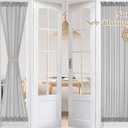 HOMEIDEAS Non-See-Through French Door Curtains Set of 2 for Front Door, Light Filtering Privacy Semi Sheer Window Curtains with Rod Pocket and Tie Back, Light Grey (26W X 72L Inch)