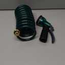 Coil Hose 10FT EVA Coil Garden Hose With 3/4'' Brass Connector Coiled Water Hose Lightweight And No Kink Includes 7 Patterns Spray Nozzle For Outdoors Lawn Watering Car Washing