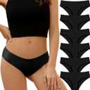DEANGELMON Seamless Underwear for Women No Show Bikini Panties Comfortable Stretch Invisible Ladies Hipster Briefs (Medium, Black-6 Pack)