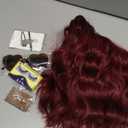 MINLEE Red Wig with Bangs for Women 14 Inch Short Bob Wavy Curly Wig Dark Red Hair Wigs Heat Resistant Synthetic Wigs