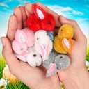 36 Pack Easter Eggs Fillers with Mini Bunny Plush, Easter Basket Stuffers Easter Egg with Toys Inside for Kids, Mini Stuffed Bunny Animals, Easter Hunts Party Favors Surprise Eggs for Boys Girls
