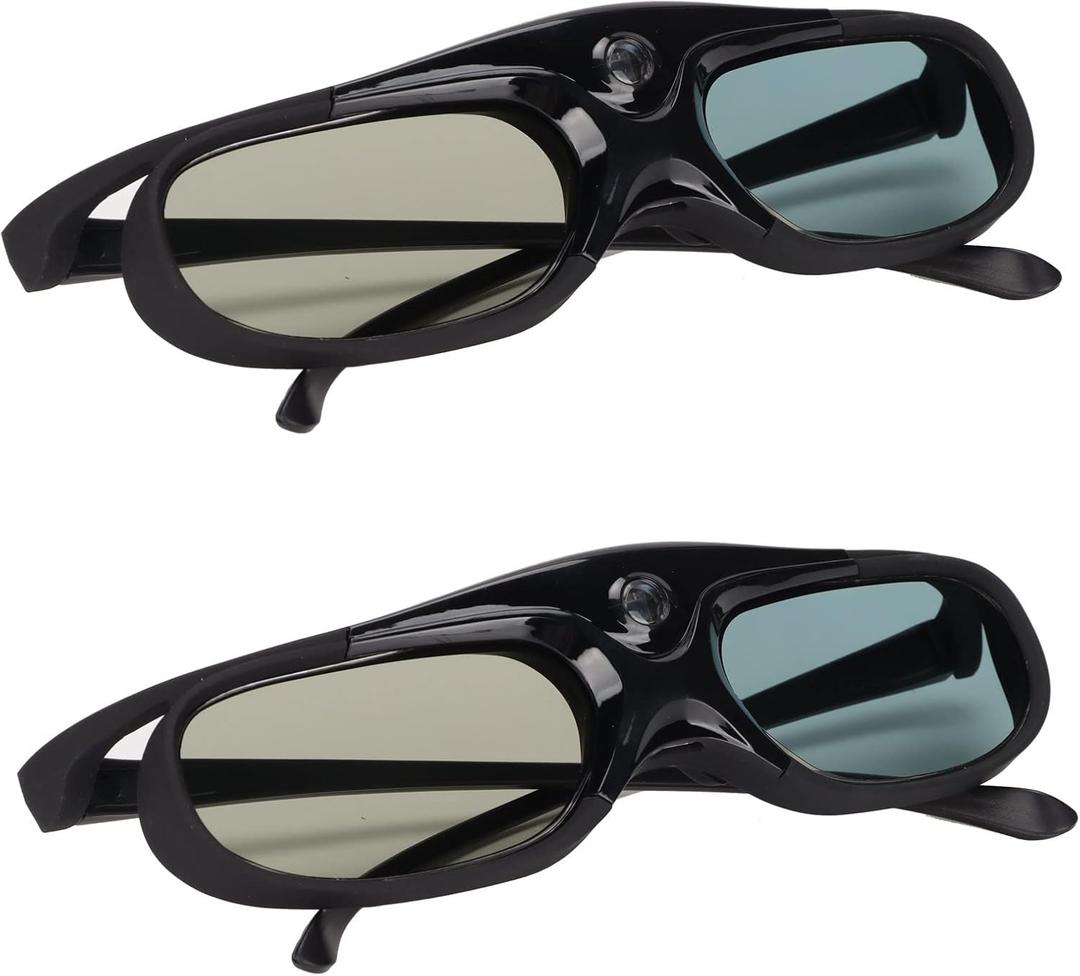 Yoidesu 2Pcs DLP 3D Glasses, 144Hz Rechargeable 3D Active Shutter Glasses DLP Link LCD Lens 3D Glasses for 3D DLP Orojectors for Optoma, for for for, for for
