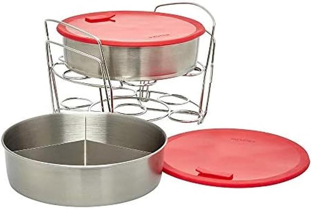 Instant Pot Official 8-Piece Cook/Bake Set, Versatile and Durable, Compatible with 6-Quart and 8-Quart Cookers, Red, Excellent for Cooking, Baking, Storing, and Reheating, BPA-Free and Heat Resistant