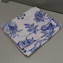 Blue Floral Oval Tablecloth 60x84 Inch, Blue and White French Country Tablecloth, Rustic Floral Polyester Waterproof Tablecloth for Farmhouse Kitchen Decor/Indoor and Outdoor Tables/Parties/Picnics