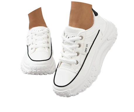 ELFOR Chunky Sneakers for Women,Thick Soled Non Slip Lace Up Platform Shoes,Running,Tennis,Breathable Sports Shoes White Size 10, 43