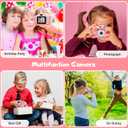 iMisH Upgrade 48M Kids Camera for Girls Boys Age 3-9, 1000mAh Large Battery with 1080p Video Camera for Kids - Shockproof Silicon Case and 32GB TF Card, Toddler Camera for Selfie (Pink)