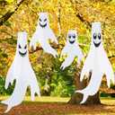 Shappy 4 pcs 43 Inch 18 Inch Halloween Ghost Decorations Halloween Ghost Windsocks Decorations for Home Decor Outside for Party Supplies