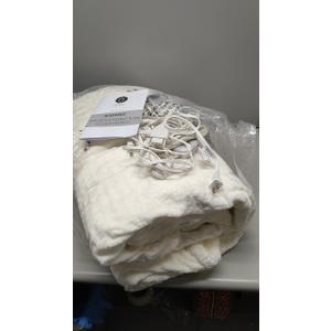 Dowin Electric Blanket King Size - Waffle Heated Blanket with Dual Control, 5 Heating Levels, 10 Hrs Auto Off, Sherpa Fleece Warming Blanket for Bed, Machine Washable, 90x100 Beige