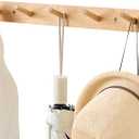Hickory Wood Coat Rack Wall Mount, 20 Inch Coat Hook Hanger Wooden Wall Coat Rack with 5 Hooks for Purse Clothes Towels Hats in Entryway Bedroom Bathroom, Natural