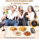 Food Warming Mat  Fast Heating Electric Warming Tray with 7 Temp Settings, 11-Hour Timer & Auto Shut-Off, Foldable Silicone Mat with Child Lock, Portable Warming Pad for Buffets, Holidays  Beige