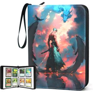 400 Pockets Zoro Card Binder for One Piece Zoro Cards,Portable Waterproof Card Storage Book with Removable Sleeves, Children Gifts for Anime, Sword and TCG Card, Luffy-Style 6, WEST010