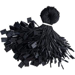 Perco Black Hang Tag Strings - 1000pcs Snap Lock Pin Loop Fastener Hoooks for Secure & Swift Tagging of Clothing, Jewelry, Shoes, Accessories, Bags, Crafts, Gifts, Yard & Garage Sales