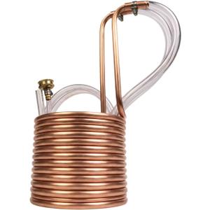 Coldbreak 25Ft. Wort Chiller with Copper Coil - Compact and Basic Immersion Beverage Chiller and Beer Brewing Equipment - 2pcs of 4Ft. Vinyl Tubings with Garden Hose Fitting and Hose Clamps Included