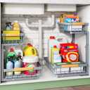 Under Sink Organizer, 2 Packs 2 Tier Under Sink Organizers and Storage, Slide out Pull out Cabinet Organizer Shelf, Metal Sliding Drawer for Kitchen Bathroom Pantry Closet Rack(Grey)