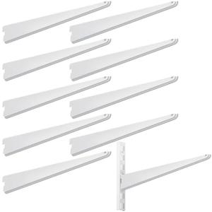 Yalikop 10 Pack Adjustable Shelf Brackets for Double Track System Closet Organization Heavy Duty Wire Shelf Brackets (White, 16.5 Inches)