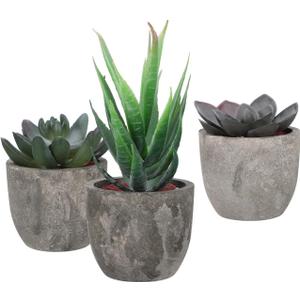 3pcs Faux Succulent Bonsai Cactus Plant Pot Flower Pot Container Plant Bonsai Artificial Simulation Plants with Pots Gife Idea Decorative