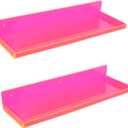 Floating Shelves for Wall Acrylic Wall Shelves for Bedroom Bathroom Living Room Kitchen 16.5X5.5'', Pack of 2, Neon Pink