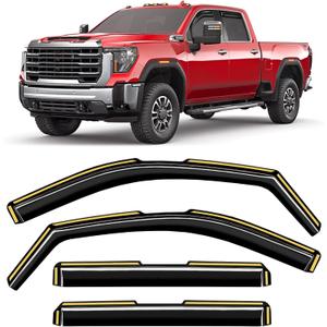 in-Channel Window Rain Guards Fit for Chevy Silverado & GMC Sierra 2500HD/3500HD 2020-2026 Crew Cab Extra Durable Window Deflectors Window Visor Vent Visors Shades Exterior Truck Accessories