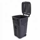 32 Gallon Heavy-Duty Wheeled Trash Can, Black Polypropylene Garbage Bin with Secure Click Lid, 2 Pcs