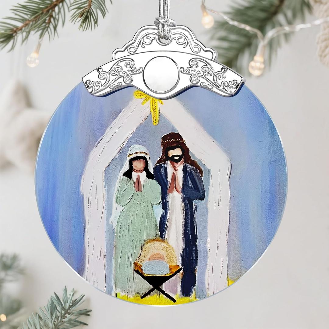 2 x Nativity Ornament | Nativity Scene | Christmas Ornament | Christmas Decoration | Holiday Decor | Religious Gifts | Christian Gifts | Gift Exchange | Gift Idea - Pattern D