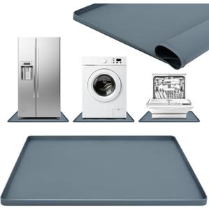 Washing Machine Pan, 27x 27inch Silicone Drip Pan with Raised Edge - Non-Slip Anti-Vibration Mat for Washer and Dryer, All-Purpose Home Floor Protectors (Grey)